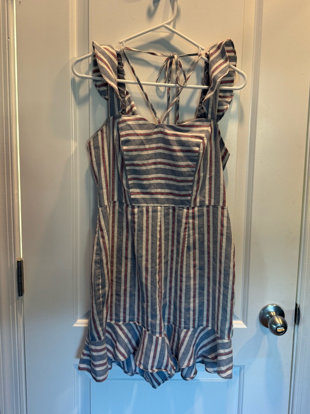 BCBGMaxAzria Blue and Red Striped Dress